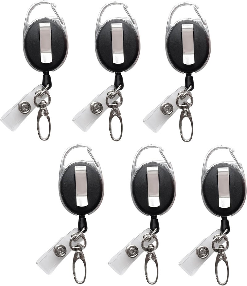 HoAoOo Retractable Badge Reel with Claw Clasp and Clip for Id Card Holders (6Pack) - Image 1